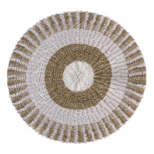 Jūržolių Kilimas Apvalus Baltas ir Gelsvai Rudas: Saulė 100cm